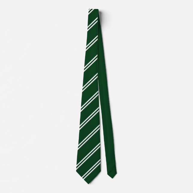 Gravata Verde e Branco Listra Dupla (Frente)