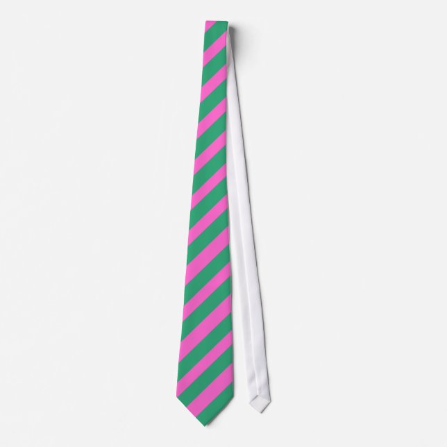 Gravata Verde e laço listrado rosa (Frente)