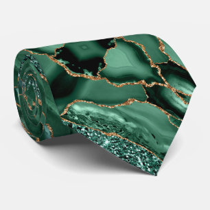 Gravata Verde Esmeralda Dourado Brilho