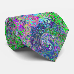 Gravata Verde limão marmoreado e Abstrato roxo