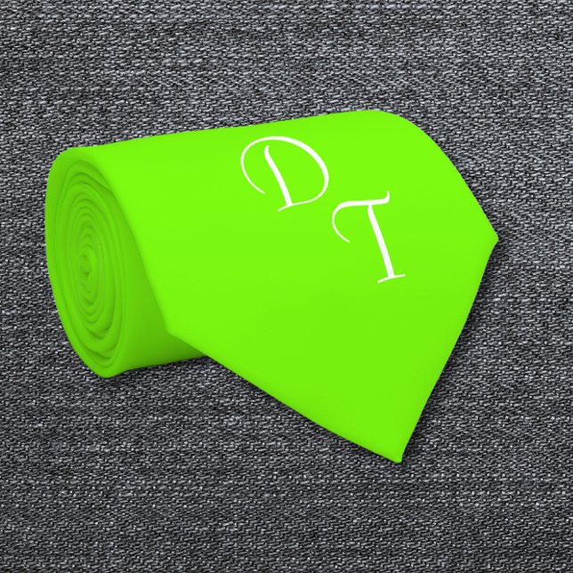 Gravata verde néon sólido - seus monogramas (Criador carregado)