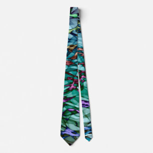 Gravata Verde-Teal Laranja Dourado Magenta Vermelho-Abstra