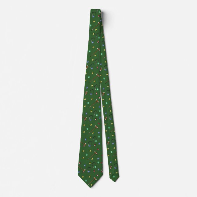 Gravata Verde-Whimsical Vintage Desenhado à Mão (Frente)