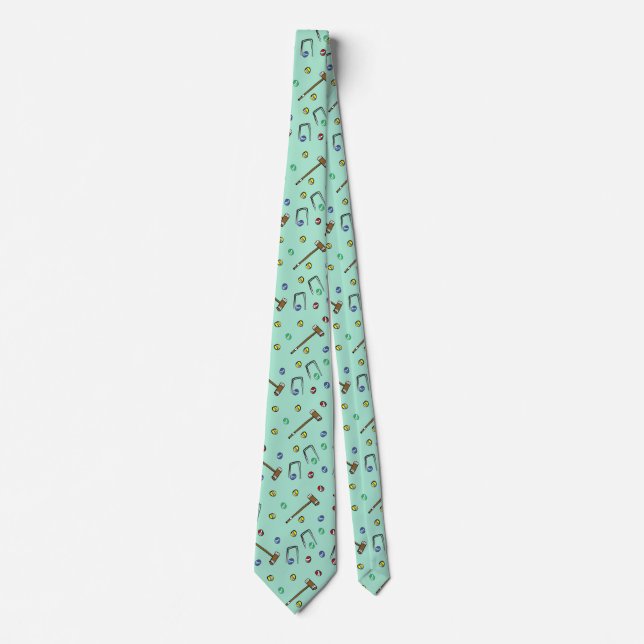 Gravata Verde-Whimsical Vintage Desenhado à Mão (Frente)