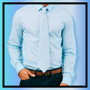Gravata Verificação de Gingham Azul Claro e Branco