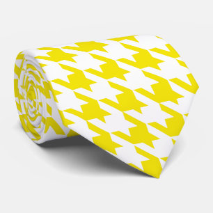 Gravata Verificação de Houndstooth Grande Amarelo e Bran