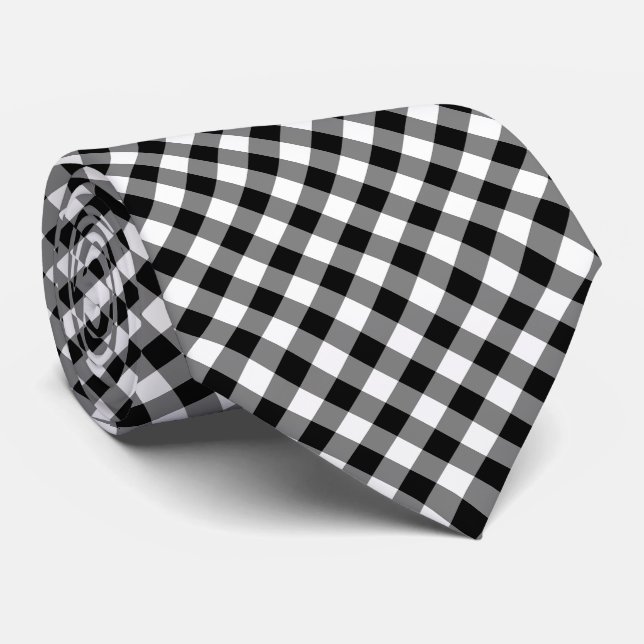 Gravata Verificações de Gingham Diagonal de Grande Tamanho (Rolled)