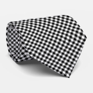 Gravata Verificações de Gingham Diagonal Médio Preto e Bra