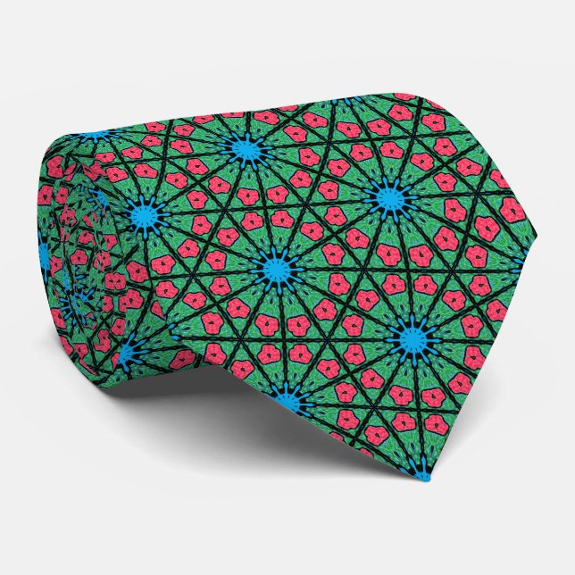 Gravata Vermelha Verde e Azul (Rolled)