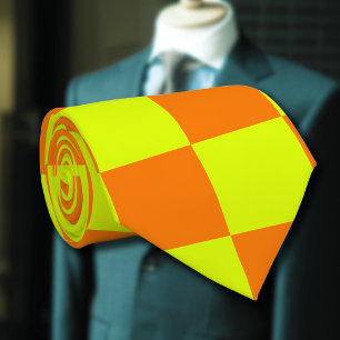 Gravata Vermelhidão Neon Amarelo - Vintage Checkerboard