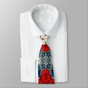 Gravata Vermelho Azul Branco Floral Patriótico (2)