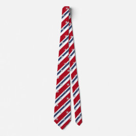 Gravata Vermelho Branco & Azul Listrado de 4 de Julho Estr