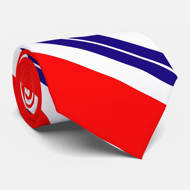 Gravata Vermelho Branco e Azul Strike (Rolled)