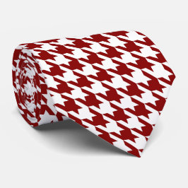 Gravata Vermelho branco Pied de Poule Houndstooth