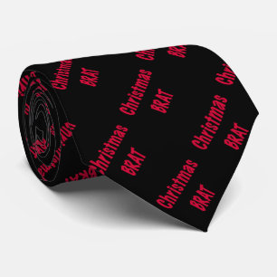 Gravata Vermelho Brat de Natal A Preto