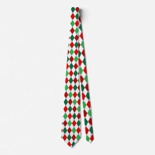 Gravata Vermelho de Natal, Verde Branco Padrão de Argila e