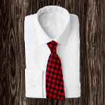 Gravata Vermelho Escuro e Xadrez de Buffalo Negro, Russo<br><div class="desc">Gravata da moda russa com padrão de xadrez de búfalo vermelho e preto</div>