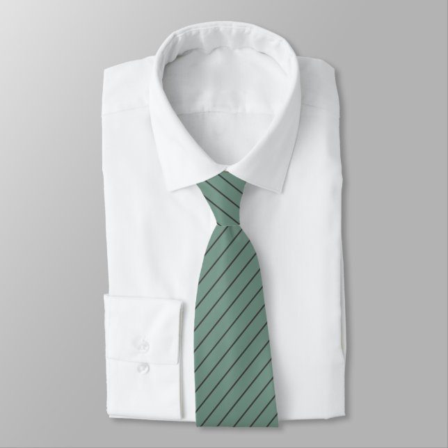 Gravata Vestido Verde com Cinza de Carvão Pinstripes (Amarrado)