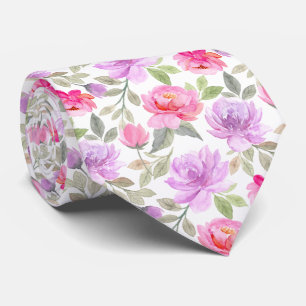 Gravata Vibração Fresca de Primavera: Design Floral Rosa e