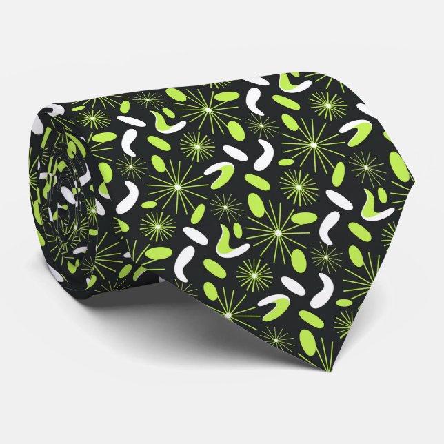Gravata Vibrant Citrus Green Mid-Century Modern Starburst  (Rolled)