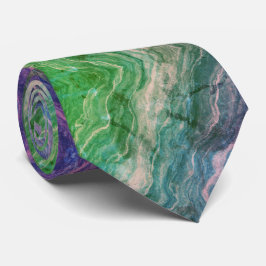 Gravata Vibrant Psychedelic Marble Flow in Green and Teal