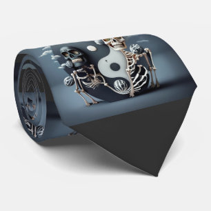 Gravata Vida e morte, Halloween Yin Yang Skeleton