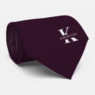 Gravata Vinho Roxo Monograma+Nome Elegante Frente únic