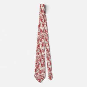 Gravata Vintage Art Deco Vermelho Floral Ornamental