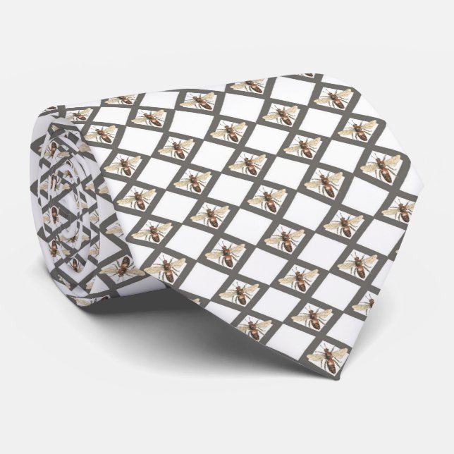 Gravata Vintage Bee Diamond Graphic Tie (Rolled)
