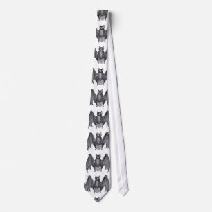 Gravata Vintage Black and White Bat Men's Tie