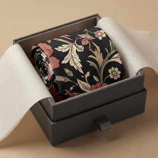 Gravata Vintage Botanical Dark Background