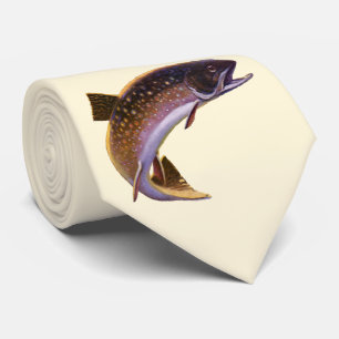 Gravata Vintage Brook Trout Fish, pescador desportivo