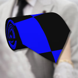 Gravata Vintage da placa de verificação azul-neon e preta