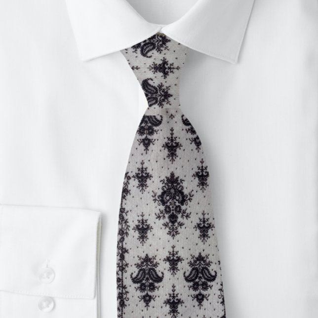 Gravata Vintage Damask Black and Cinza (Criador carregado)
