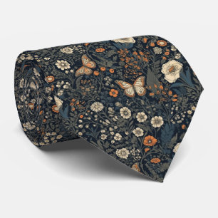 Gravata Vintage Dark Cottagecore Borboleta Floral Colite
