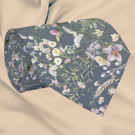 Gravata Vintage Elegante Dusty Blue Floral Nocauta