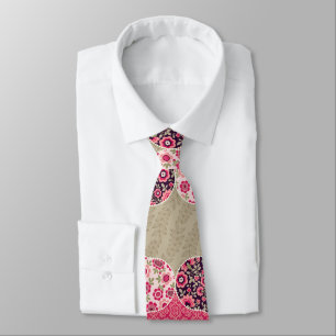 Gravata Vintage Floral Marroquino - Padrão Rosa