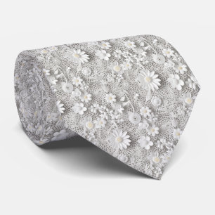 Gravata Vintage Floral White Lace