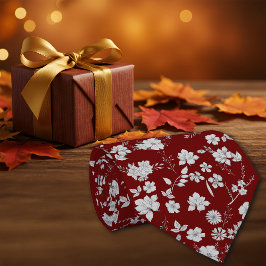 Gravata Vintage Flowers Maroon Personalize Inicial