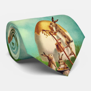 Gravata Vintage Funny Bunny E Ovo De Páscoa