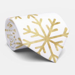 Gravata Vintage Gold Foil Snowflakes Colar o Pescoço de N