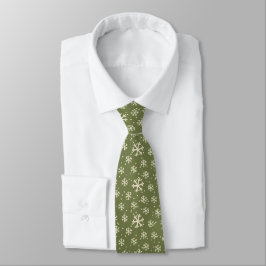 Gravata Vintage Green Christmas Snowflak Neck Tie