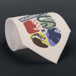 Gravata Vintage HOGWARTS™ Stamped Crest<br><div class="desc">Show your house pride in bold, vintage-inspired style with this striking Hogwarts™ crest design. Featuring graphic silhouettes representing the four iconic houses — Gryffindor™, Slytherin™, Hufflepuff™, and Ravenclaw™ — this artwork blends classic symbolism with a modern, retro aesthetic. Each house emblem is set within a clean, color-blocked shield, creating a...</div>