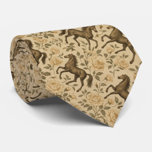 Gravata Vintage Horse e Rosa Floral