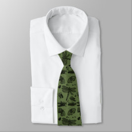 Gravata Vintage Insetos Entomology Cyprus Green Neck Tie