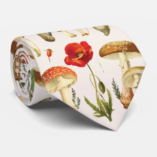 Gravata Vintage Mushroom e Wildflower Pattern