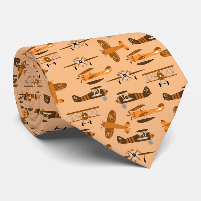 Gravata vintage retro airplane pattern (Rolled)