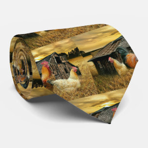 Gravata Vintage Rooster Hens Russo Barn Coop
