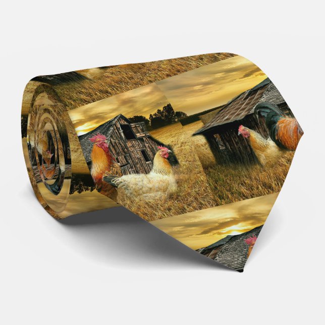 Gravata Vintage Rooster Hens Russo Barn Coop (Rolled)