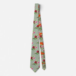 Gravata vintage roses in dusty  sage  green 